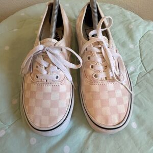 Vans Classic Checkers Cream and Light Pink Shoes Womens Size 6